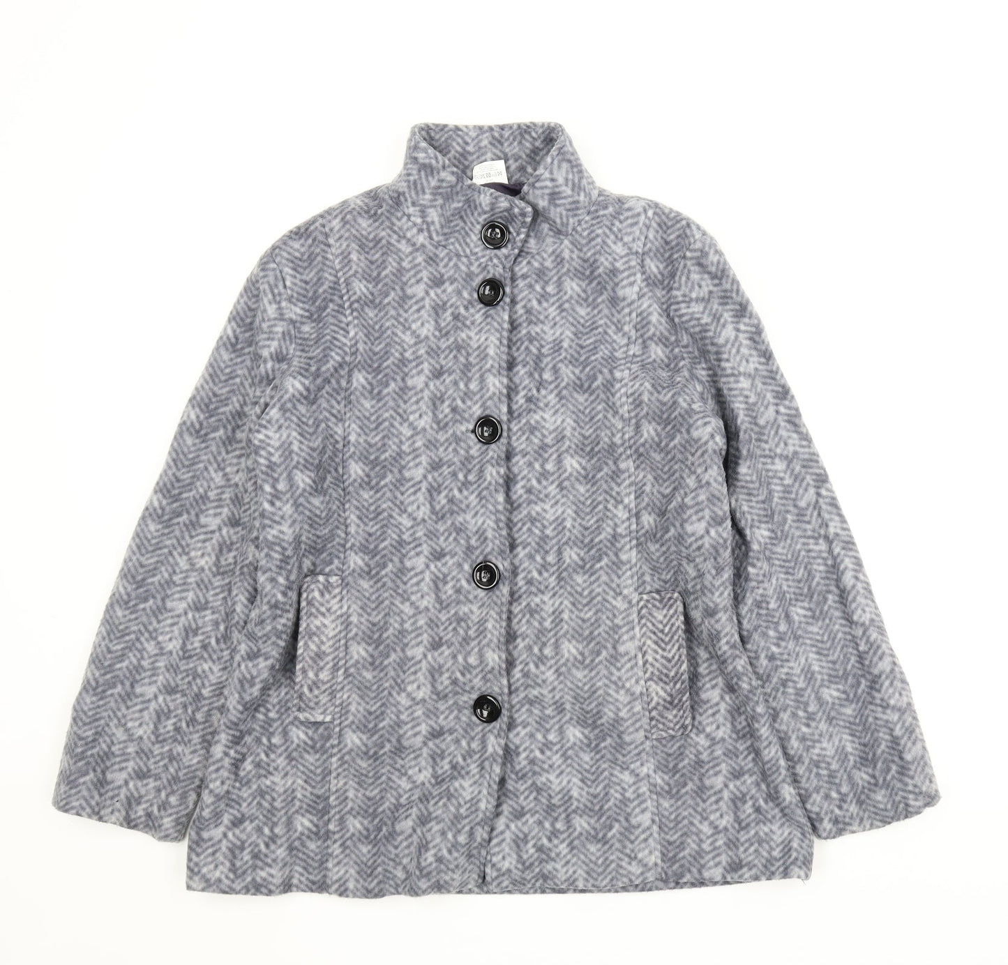 Anne De Lancay Womens Grey Herringbone Fleece Jacket  Size S