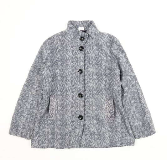 Anne De Lancay Womens Grey Herringbone Fleece Jacket  Size S