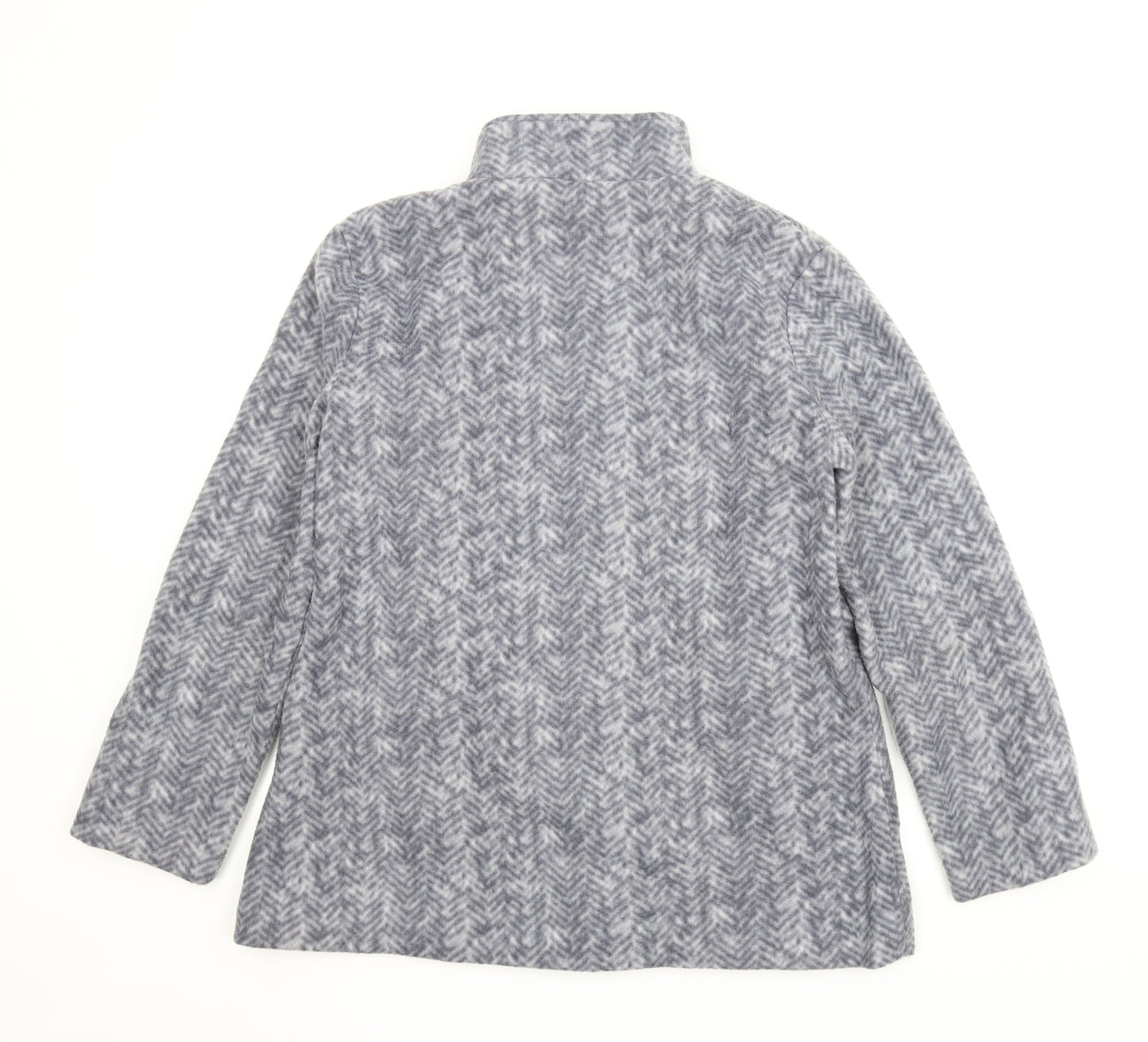 Anne De Lancay Womens Grey Herringbone Fleece Jacket  Size S