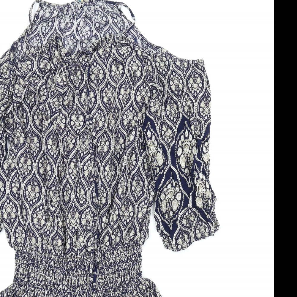 Blue Vanilla Womens Blue Paisley  A-Line  Size L