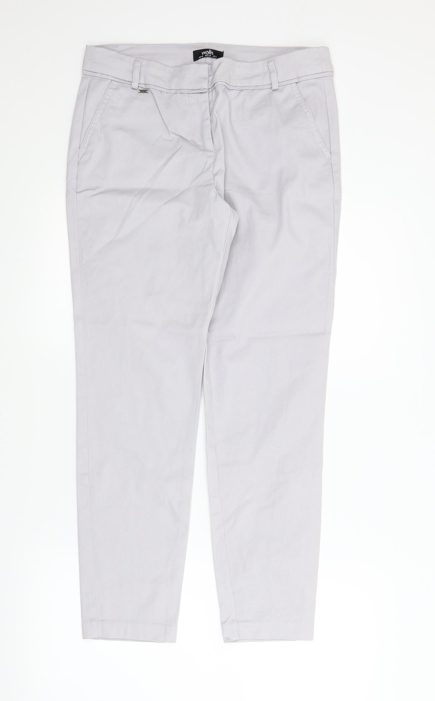 Wallis Womens Grey   Chino Trousers Size 12 L26 in