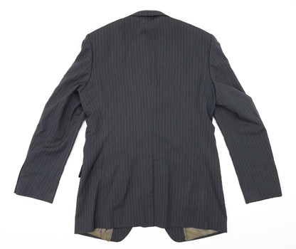 Preloved Autograph Mens Grey Striped Rayon Jacket Suit Jacket Size 40 - Back