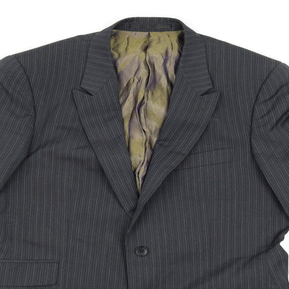 Preloved Autograph Mens Grey Striped Rayon Jacket Suit Jacket Size 40 - Detail