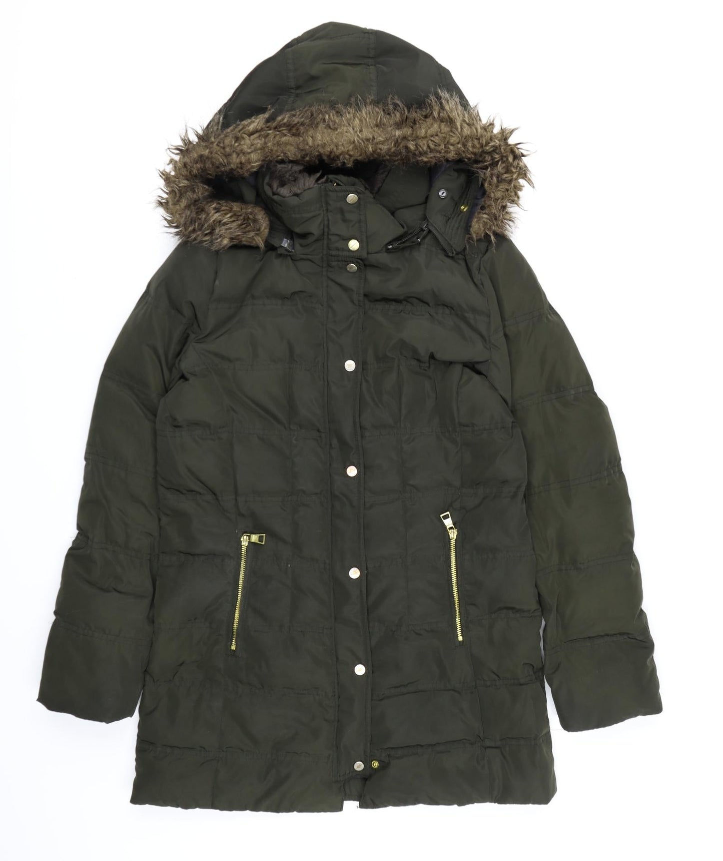 H&M Womens Green   Quilted Coat Size S