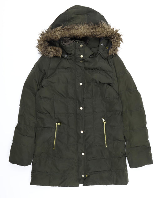 H&M Womens Green   Quilted Coat Size S