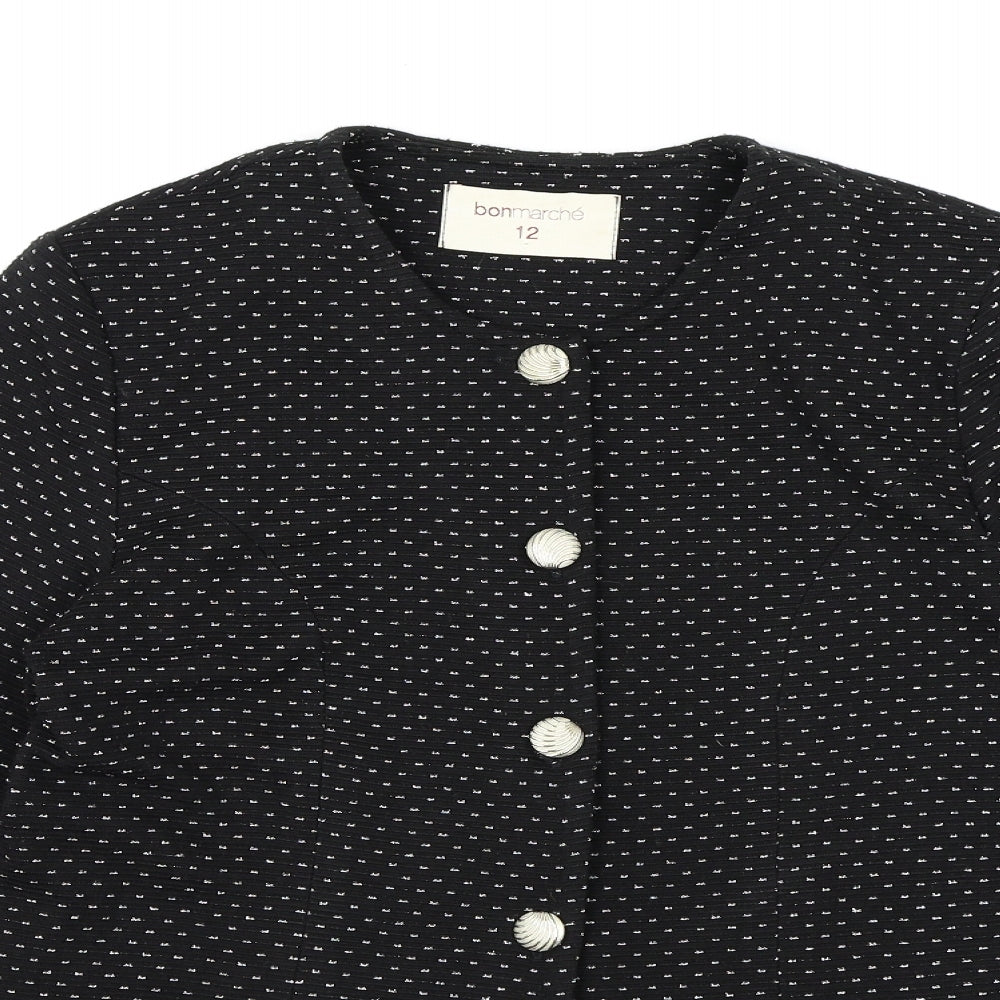 Bonmarché Womens Black Polka Dot  Jacket Blazer Size 12