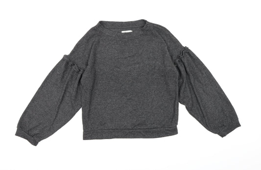 Love to Lounge Womens Grey  Fleece Top Pyjama Top Size S  - Puff Sleeve