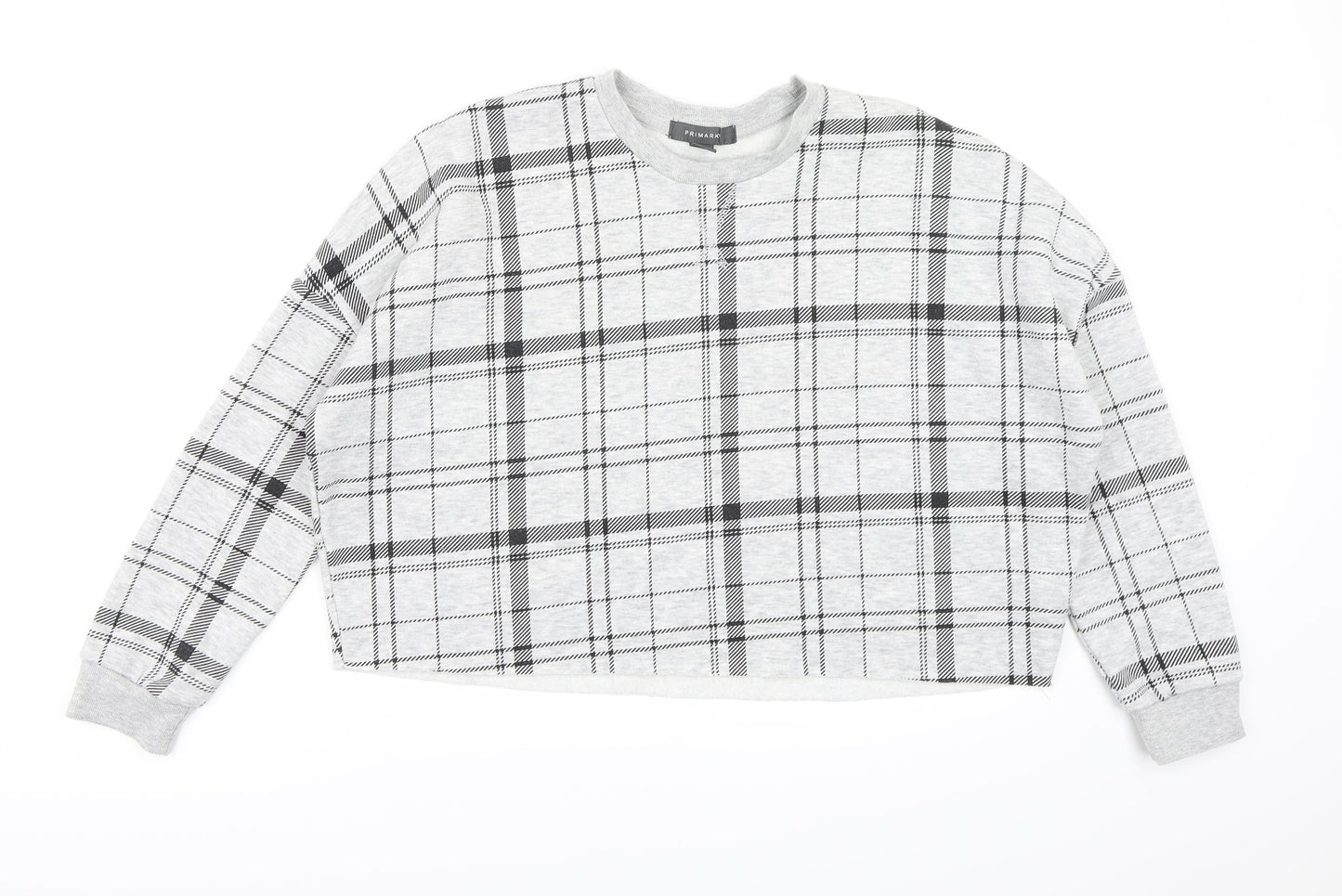 Primark Womens Grey Check Jersey Pullover Sweatshirt Size 6