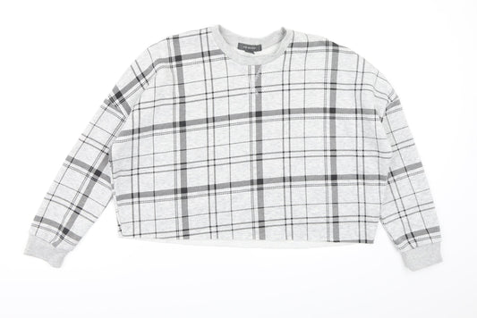Primark Womens Grey Check Jersey Pullover Sweatshirt Size 6