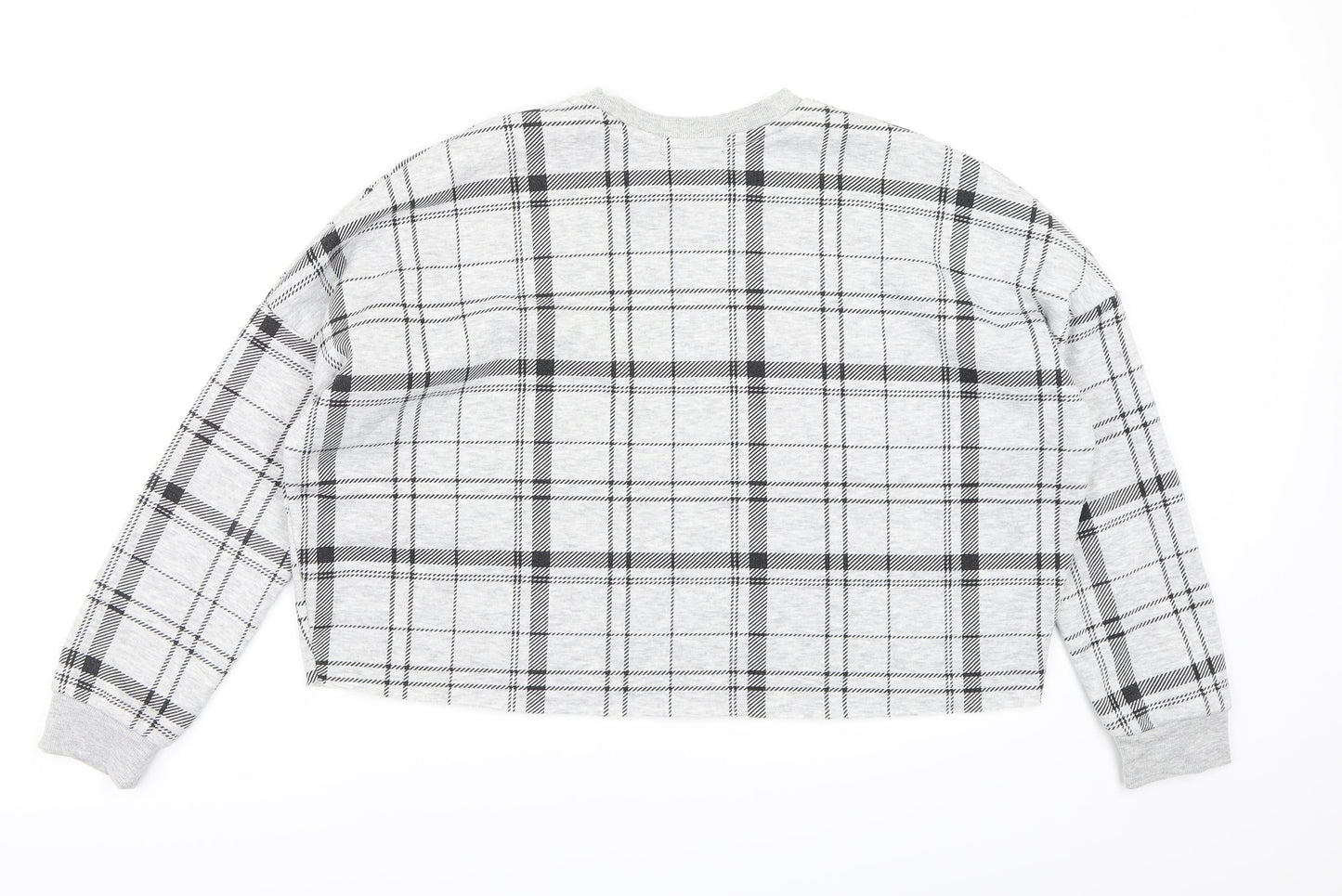 Primark Womens Grey Check Jersey Pullover Sweatshirt Size 6
