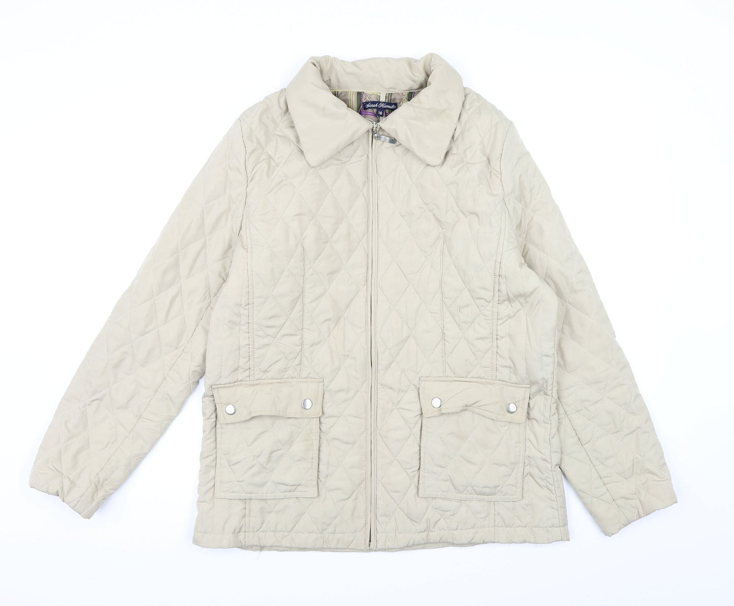 Sarah Hamilton Womens Beige   Overcoat Coat Size 16