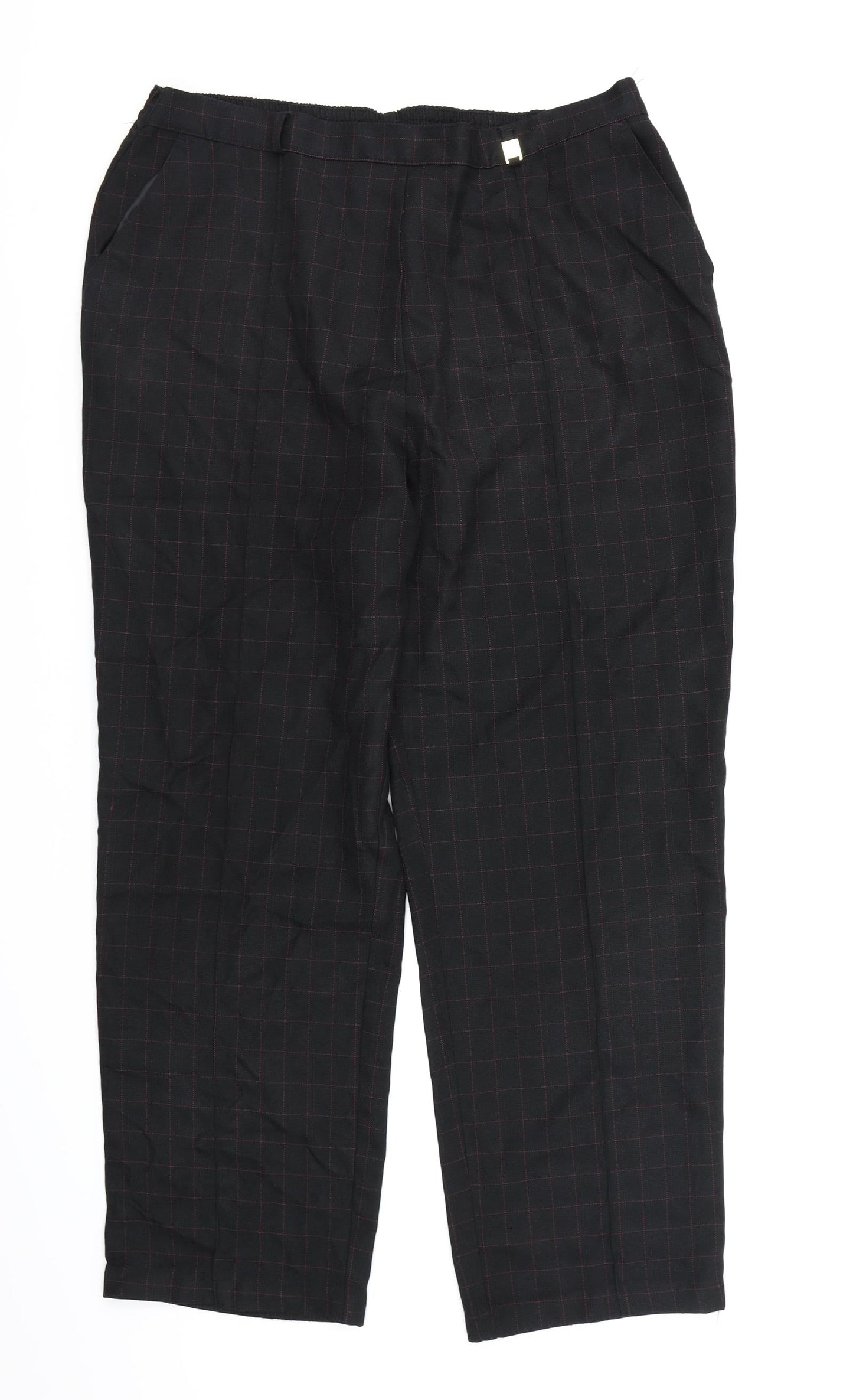 Marks and Spencer Womens Black Check Rayon Dress Pants Trousers Size 18 L27 in
