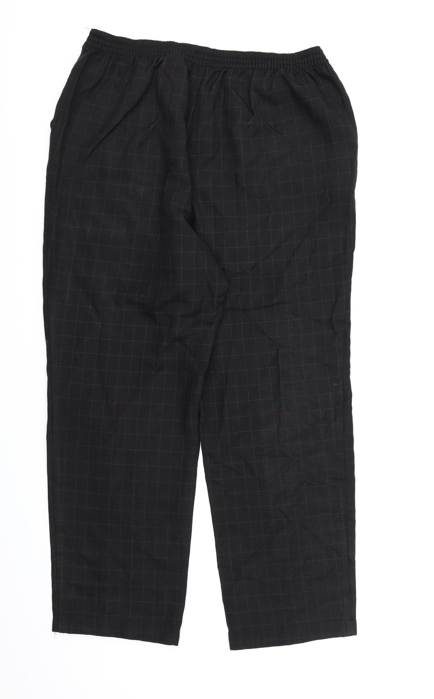 Marks and Spencer Womens Black Check Rayon Dress Pants Trousers Size 18 L27 in