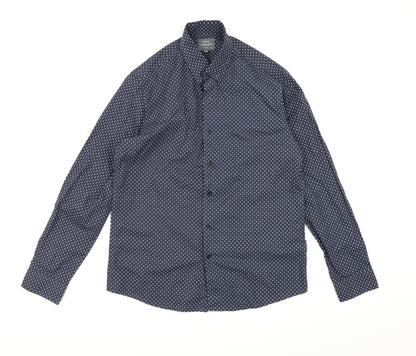 Preloved Peter Werth Mens Blue Polka Dot   Button-Up Size M - Front