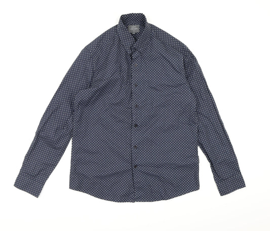 Peter Werth Mens Blue Polka Dot   Button-Up Size M
