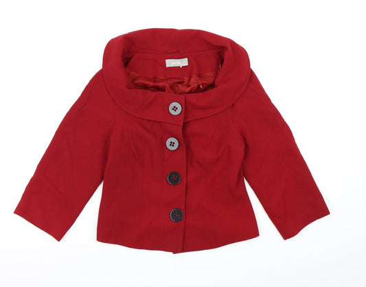 Wallis Womens Red   Pea Coat Coat Size 10