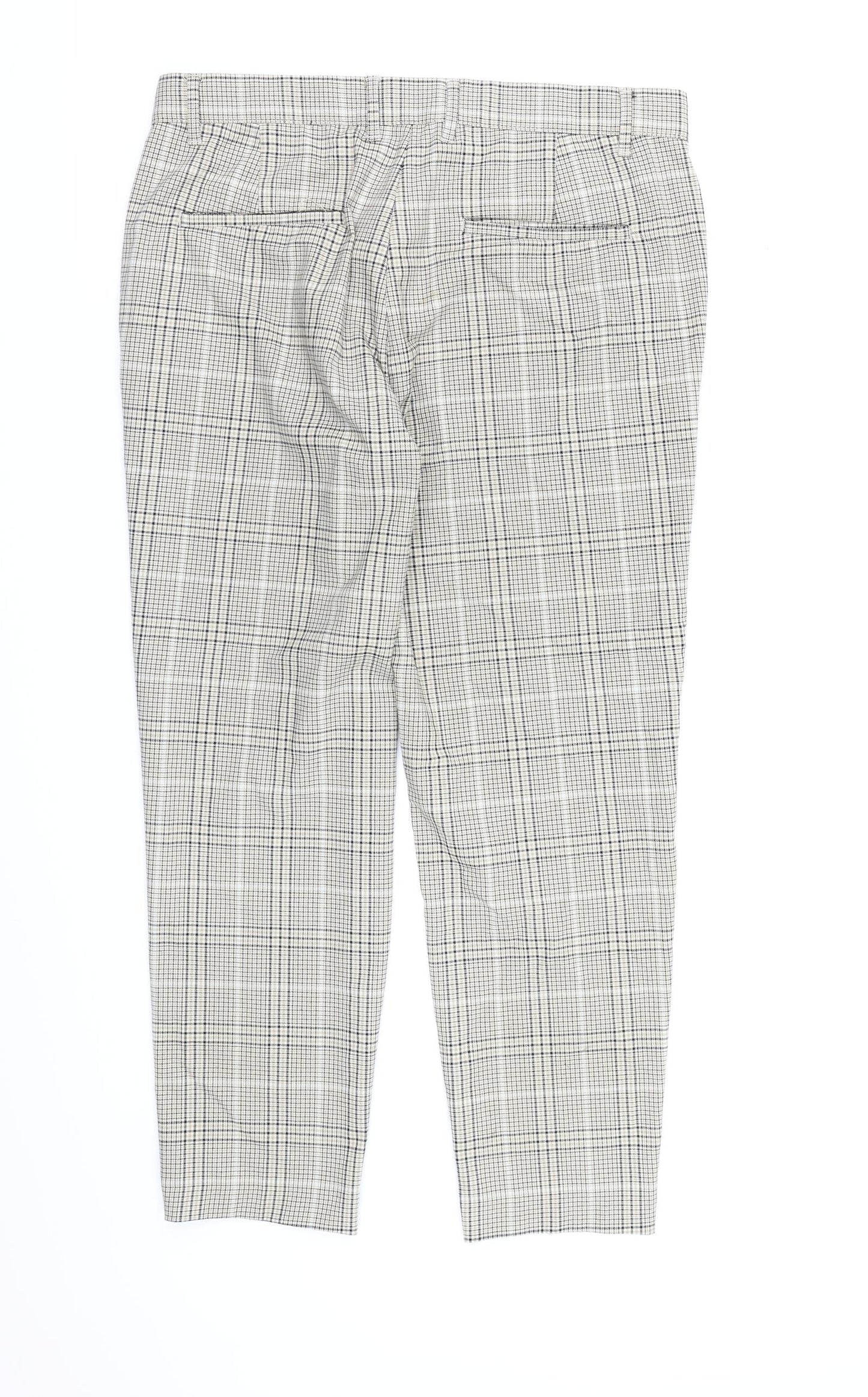 Bershka Mens Beige Check  Dress Pants Trousers Size S L26 in