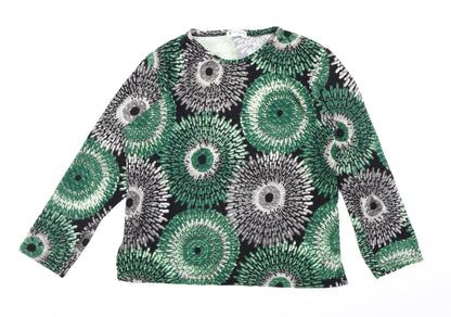 Preloved yeshini Womens Green Floral Knit Pullover Jumper Size M - Front