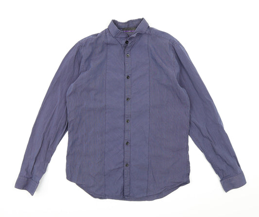 Burton London  Mens Blue Striped   Button-Up Size M