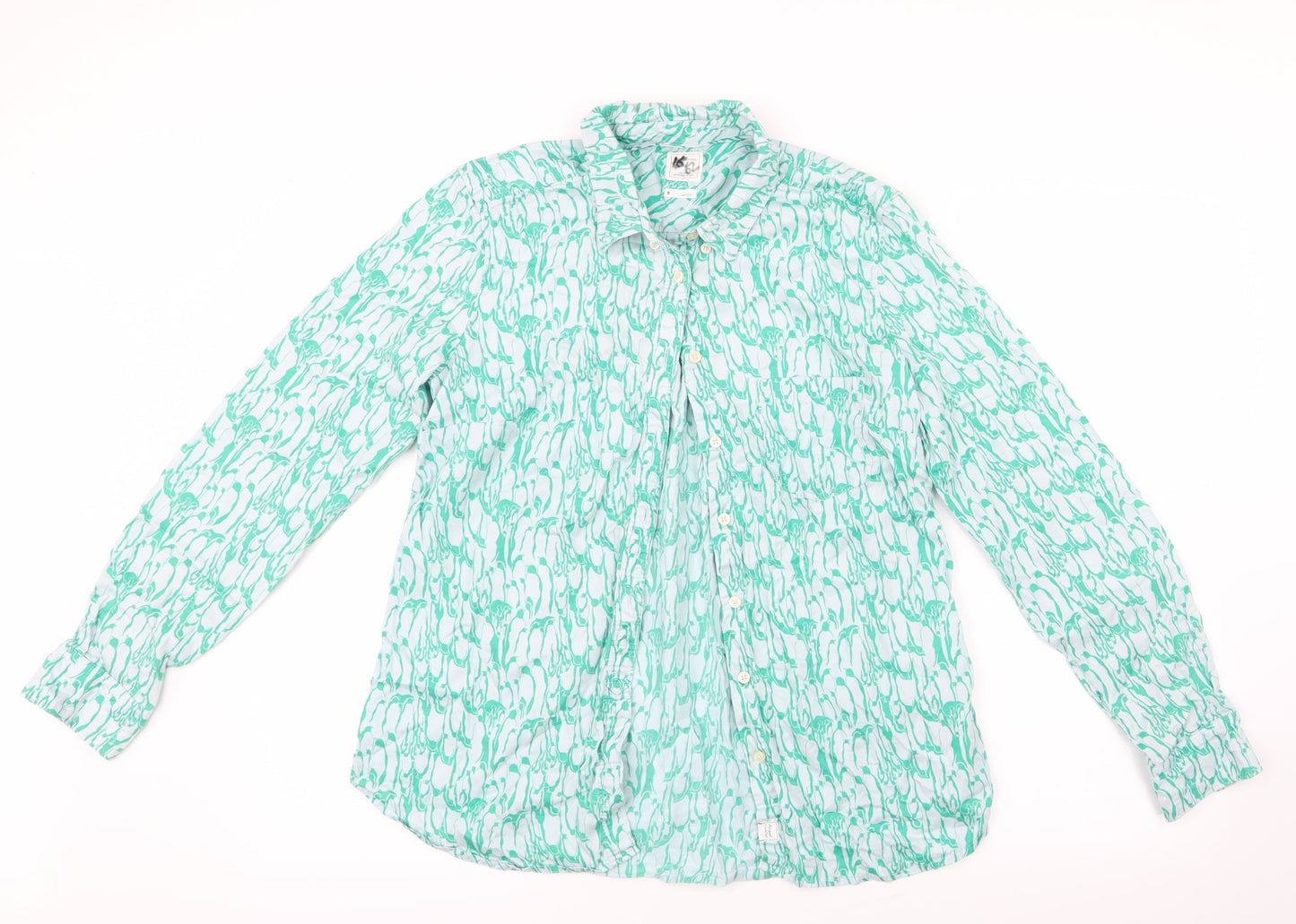 Gap Womens Green Geometric  Basic Button-Up Size M