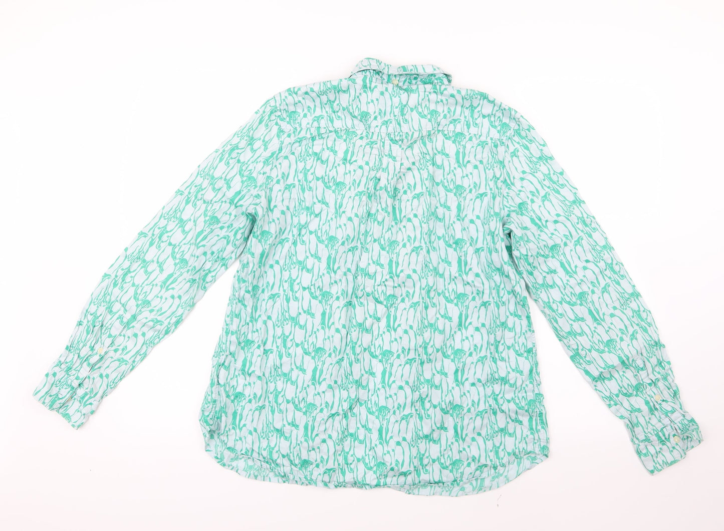 Gap Womens Green Geometric  Basic Button-Up Size M