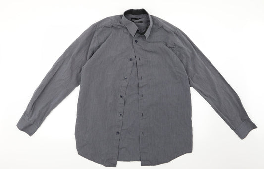 Cedar Wood State Mens Grey Striped   Button-Up Size 15
