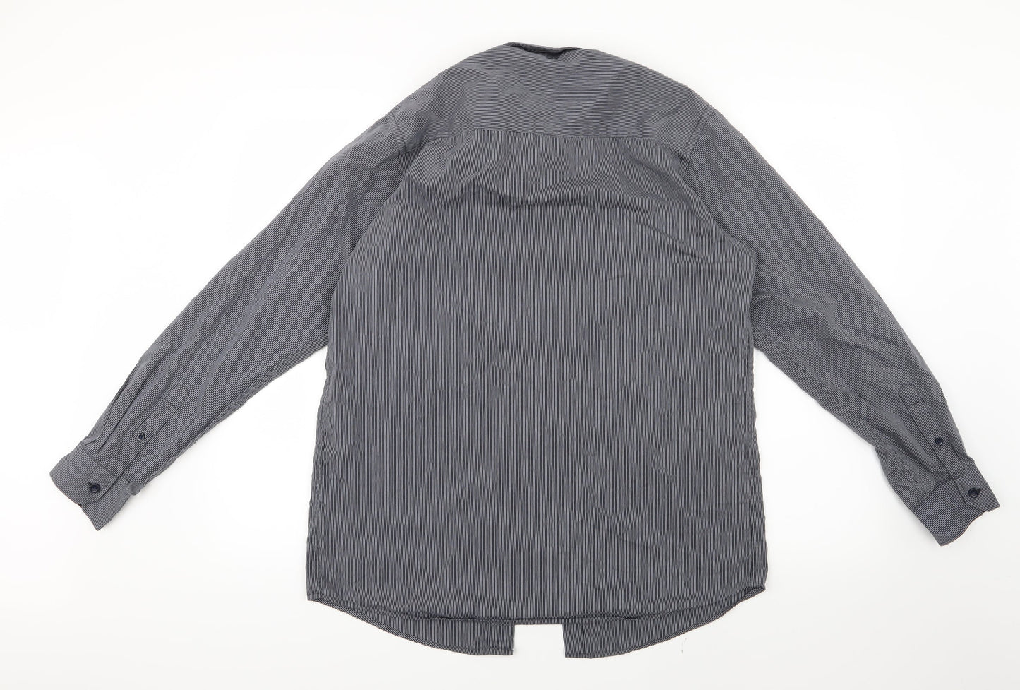 Cedar Wood State Mens Grey Striped   Button-Up Size 15