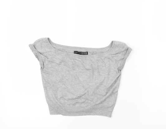 Atmosphere Womens Grey  Knit Cropped T-Shirt Size 8