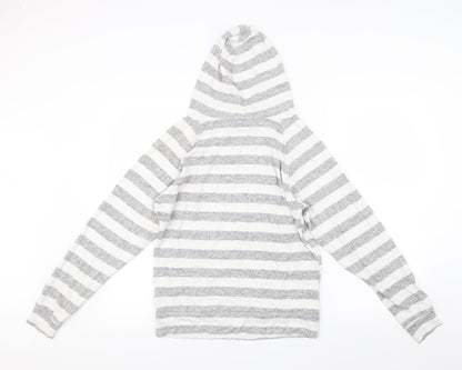 Preloved Love to Lounge Womens Grey Striped  Pullover Hoodie Size 4 - Back
