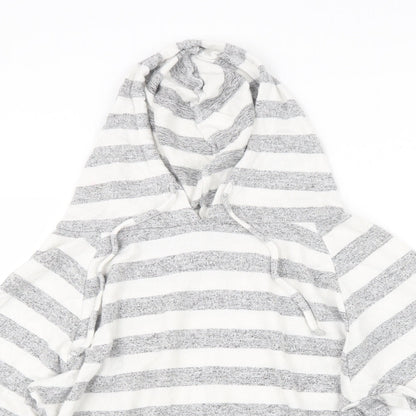 Preloved Love to Lounge Womens Grey Striped  Pullover Hoodie Size 4 - Detail