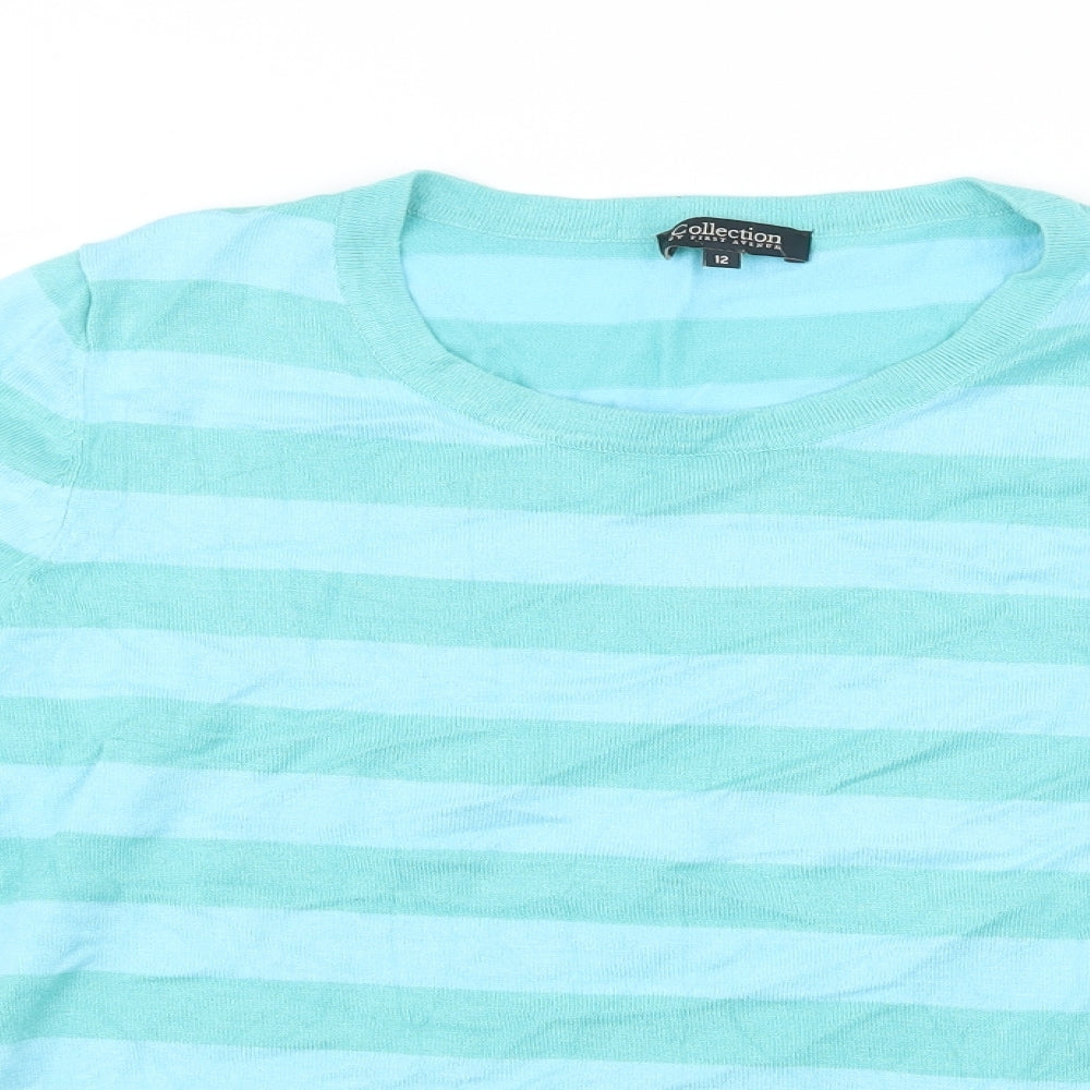 Collection Womens Blue Striped Knit Pullover Jumper Size 12