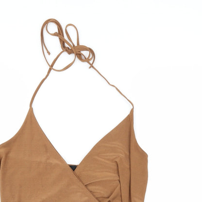 Preloved Missguided Womens Brown   Basic Blouse Size 8 - Detail