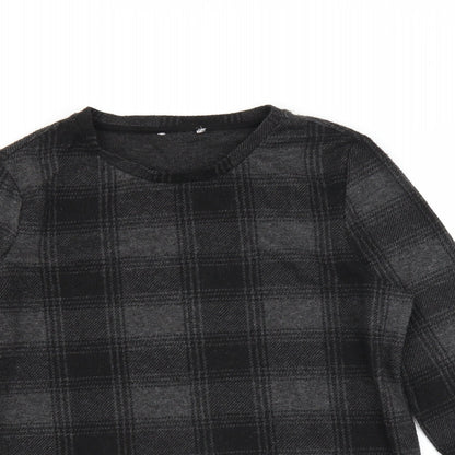 Preloved Sainsburys Womens Grey Check  Pullover Jumper Size 10 - Detail