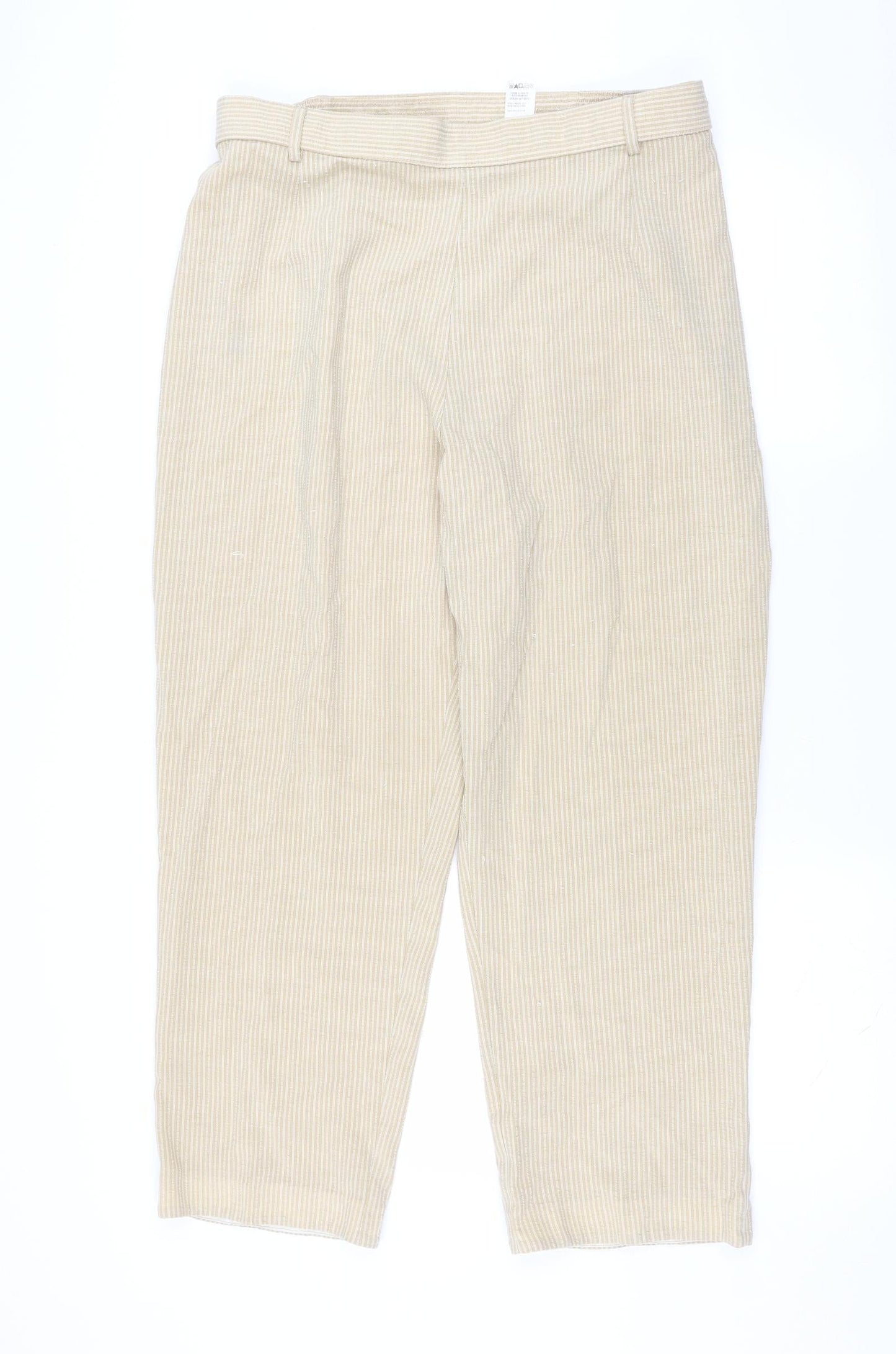 Marks and Spencer Womens Beige Striped  Trousers  Size 18 L27 in