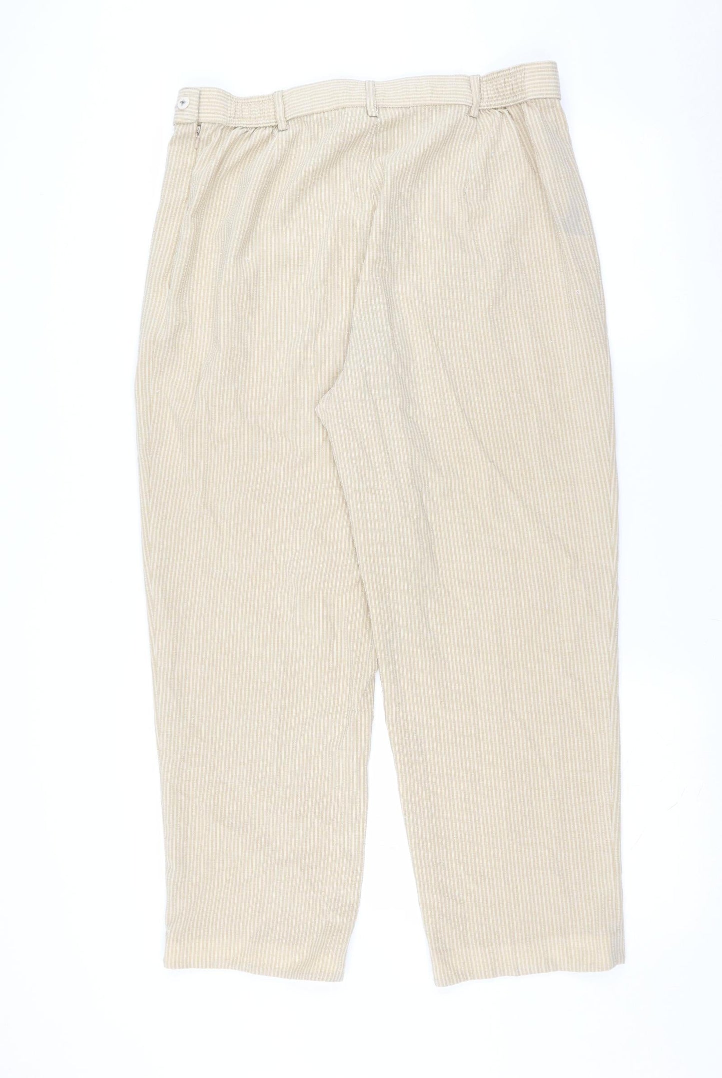 Marks and Spencer Womens Beige Striped  Trousers  Size 18 L27 in