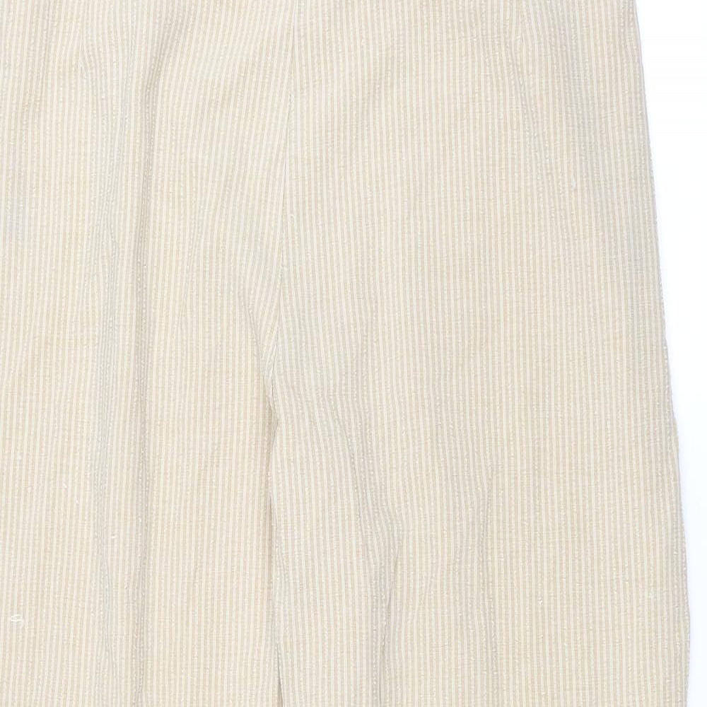 Marks and Spencer Womens Beige Striped  Trousers  Size 18 L27 in