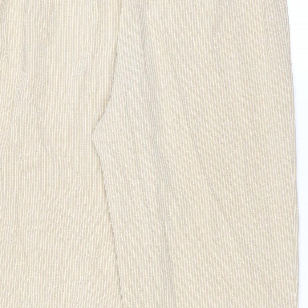 Marks and Spencer Womens Beige Striped  Trousers  Size 18 L27 in