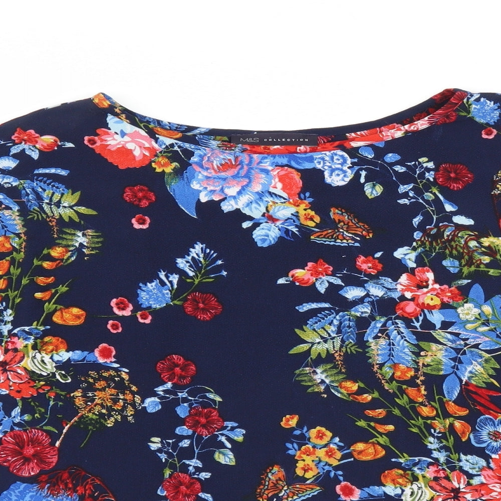Marks and Spencer Womens Blue Floral  Basic Blouse Size 12