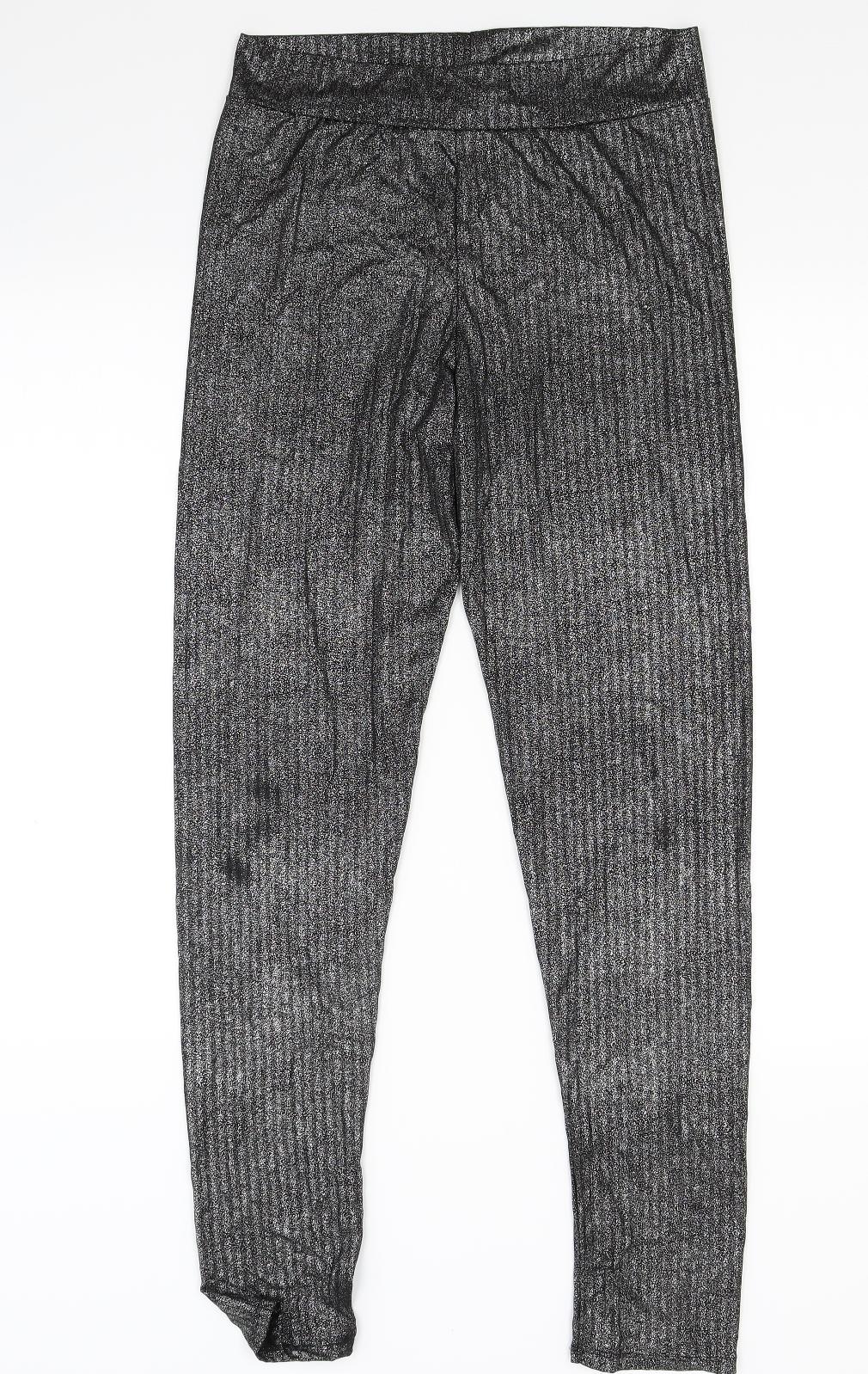 PRETTYLITTLETHING Womens Silver   Jogger Leggings Size 12 L28 in
