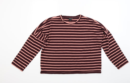 Monki Womens Red Striped Jacquard Pullover Sweatshirt Size M