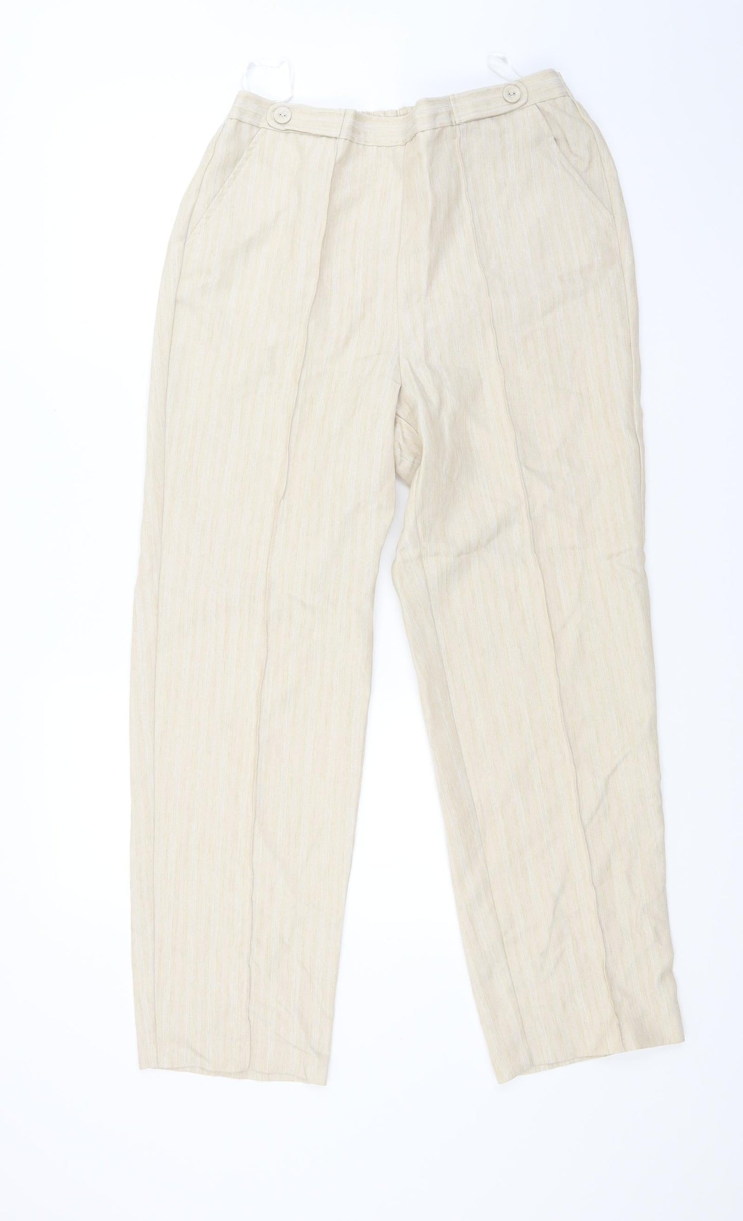 BM Womens Beige Striped  Trousers  Size 12 L27 in