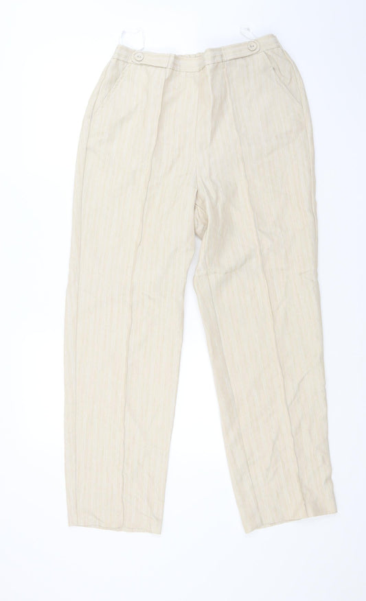BM Womens Beige Striped  Trousers  Size 12 L27 in