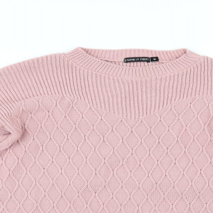 Preloved I SAW IT FIRST Womens Pink   Pullover Jumper Size M  - side slit - Detail