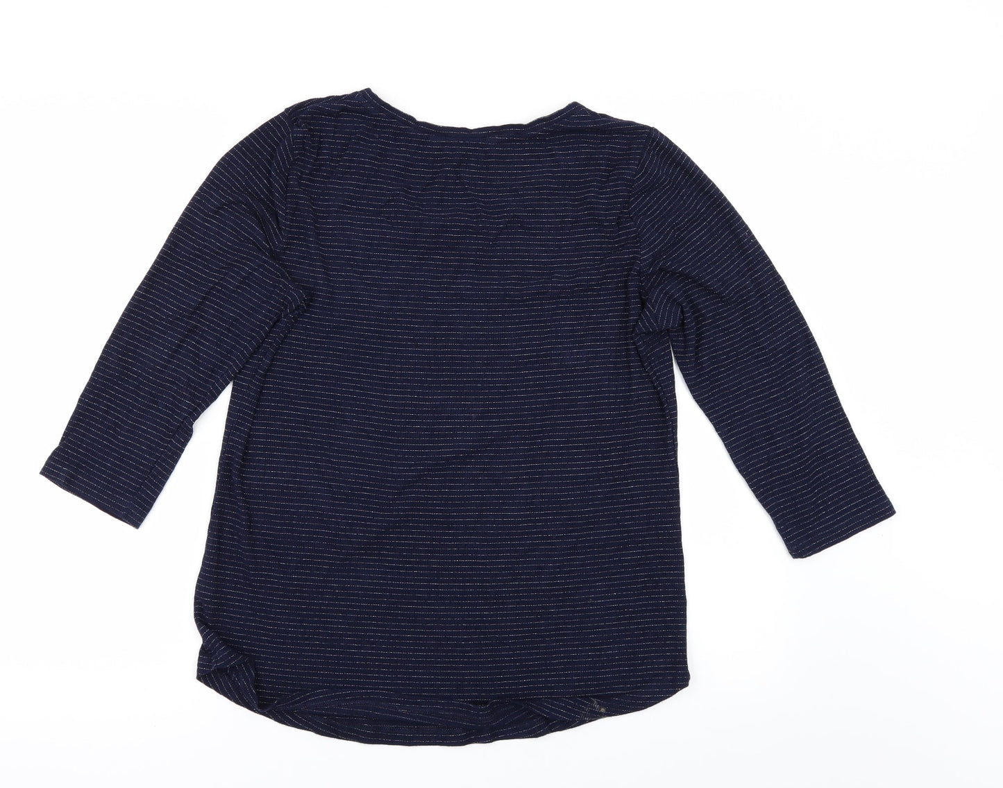 Preworn Womens Blue Striped  Basic T-Shirt Size 12