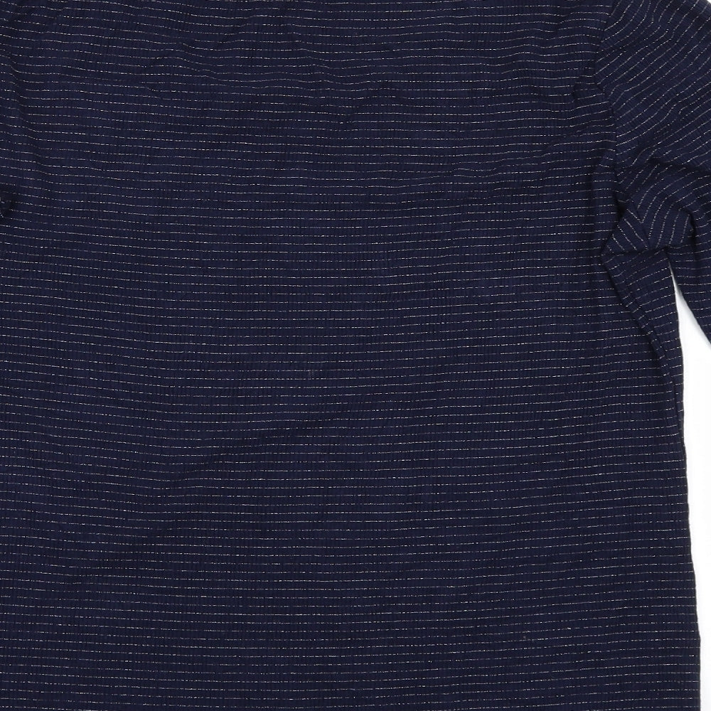 Preworn Womens Blue Striped  Basic T-Shirt Size 12