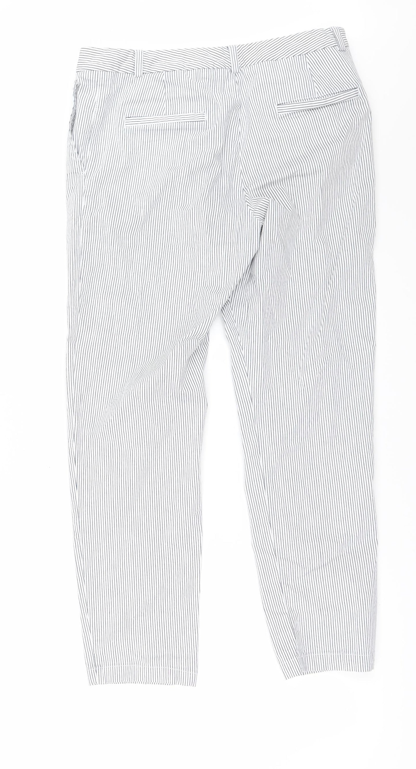 Marks and Spencer Womens White Striped  Trousers  Size 14 L28 in