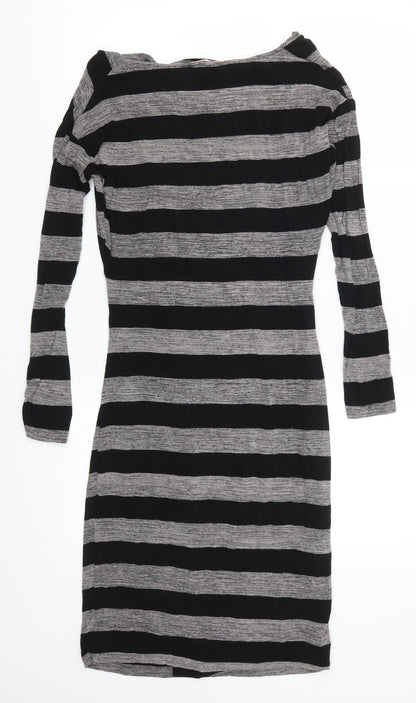 Back view of Linea women’s grey striped bodycon, size UK 8
