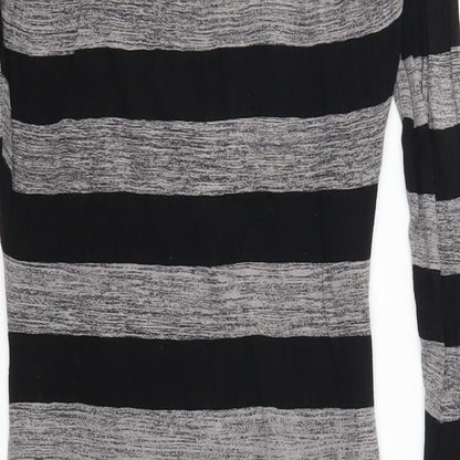 Brand and care label for Linea women’s grey striped bodycon, size UK 8