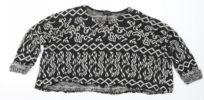 Preloved Topshop Womens Black Geometric  Pullover Jumper Size 10 - Front