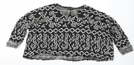 Topshop Womens Black Geometric  Pullover Jumper Size 10